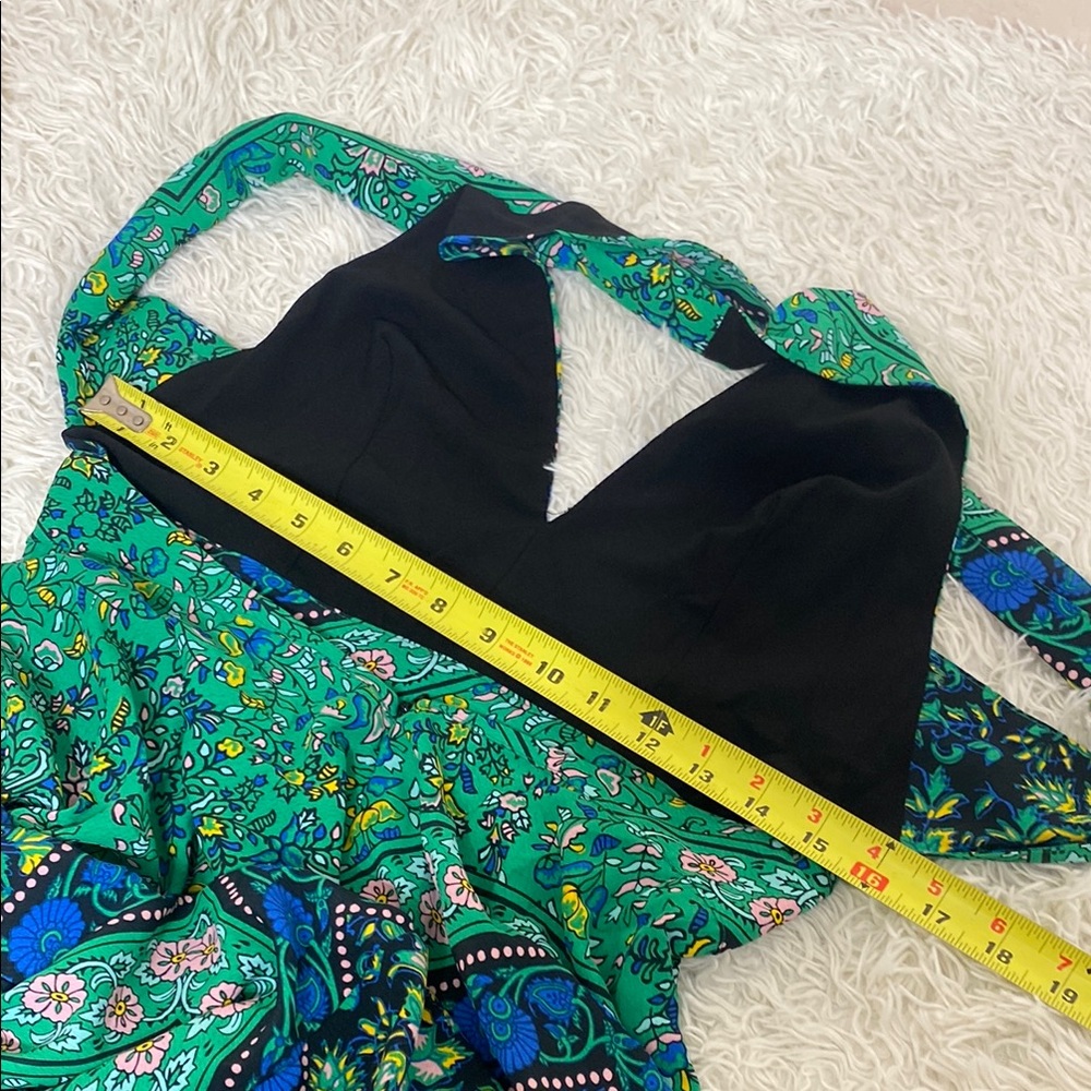 Topshop Green Blue Paisley Handkerchief Midi Dress - Picture 11 of 12